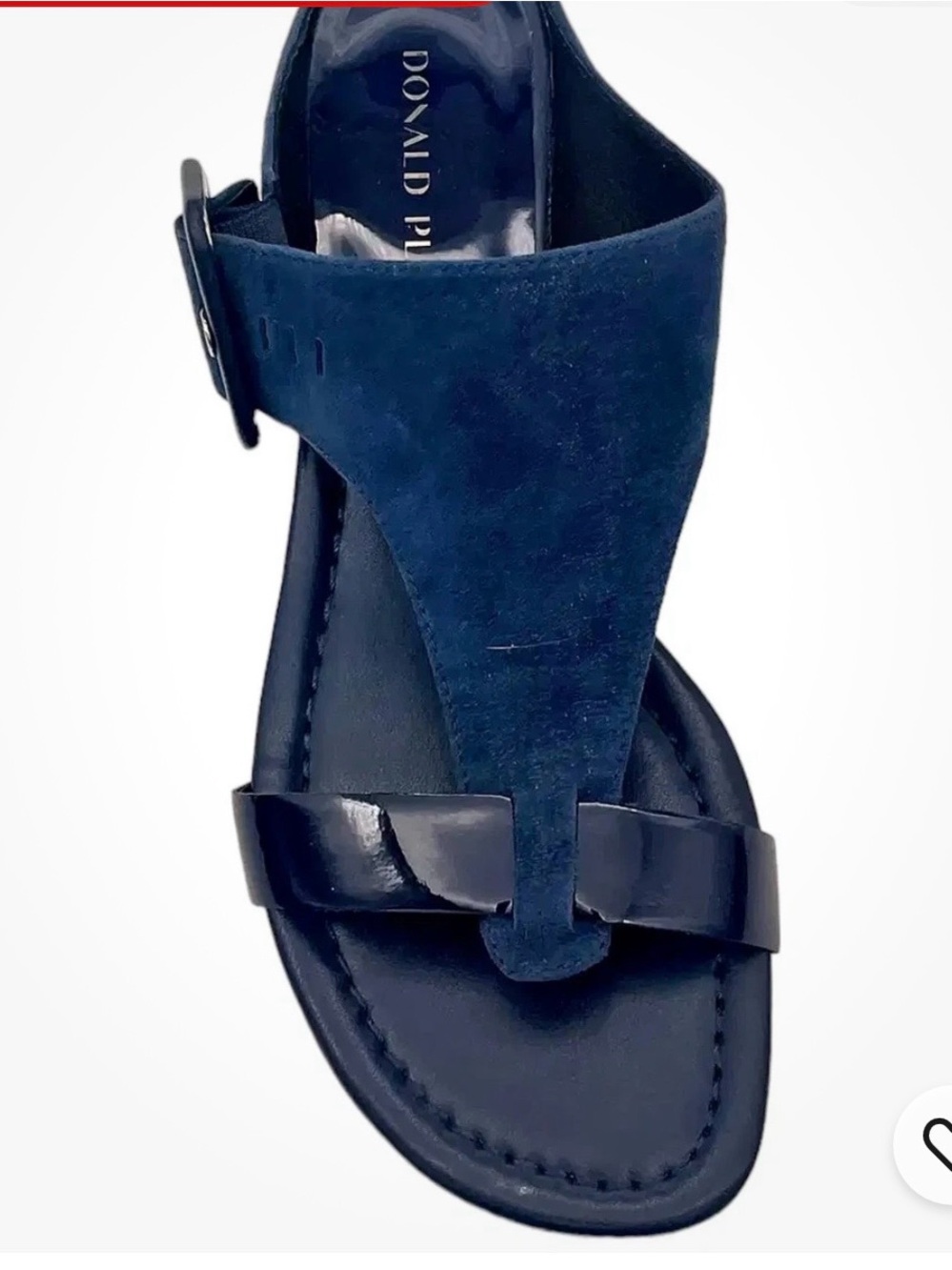 Donald J. Pliner Navy Suede & Patent Leather T-Strap Sandal